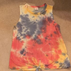 Pink, Blue, Yellow Sleeveless Tie Front Tank Top